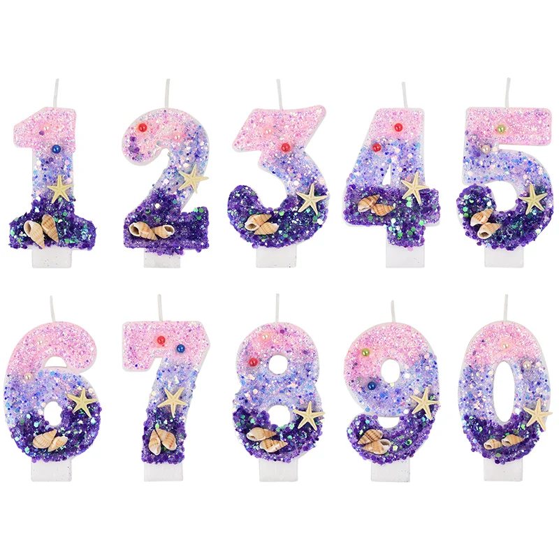 Zebra Candle Supplies - 0-9 Number Gradient Candles Mermaid Birthday