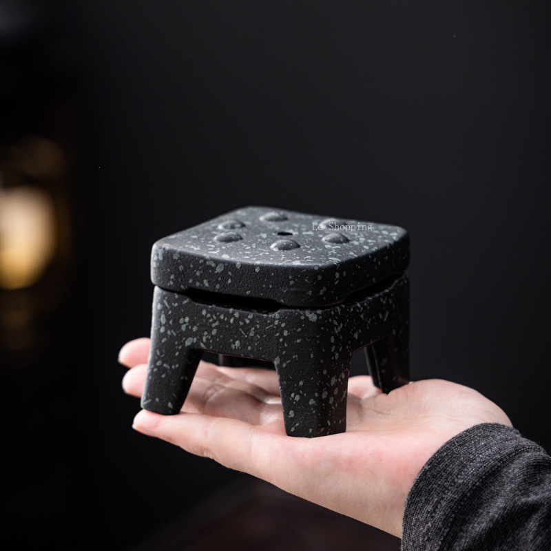Zen Candle Supplies - Bluestone/Retro Square Incense Burner Ceramic Sandalwood