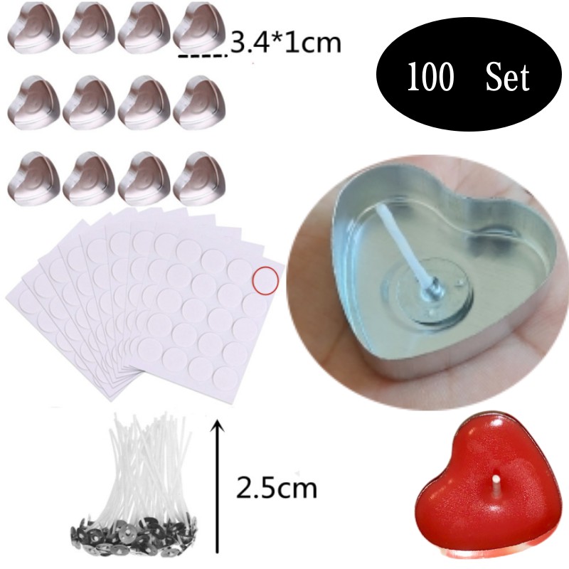 100 Sets Heart shaped Empty Al - Candle Supplies Storage recension och pris